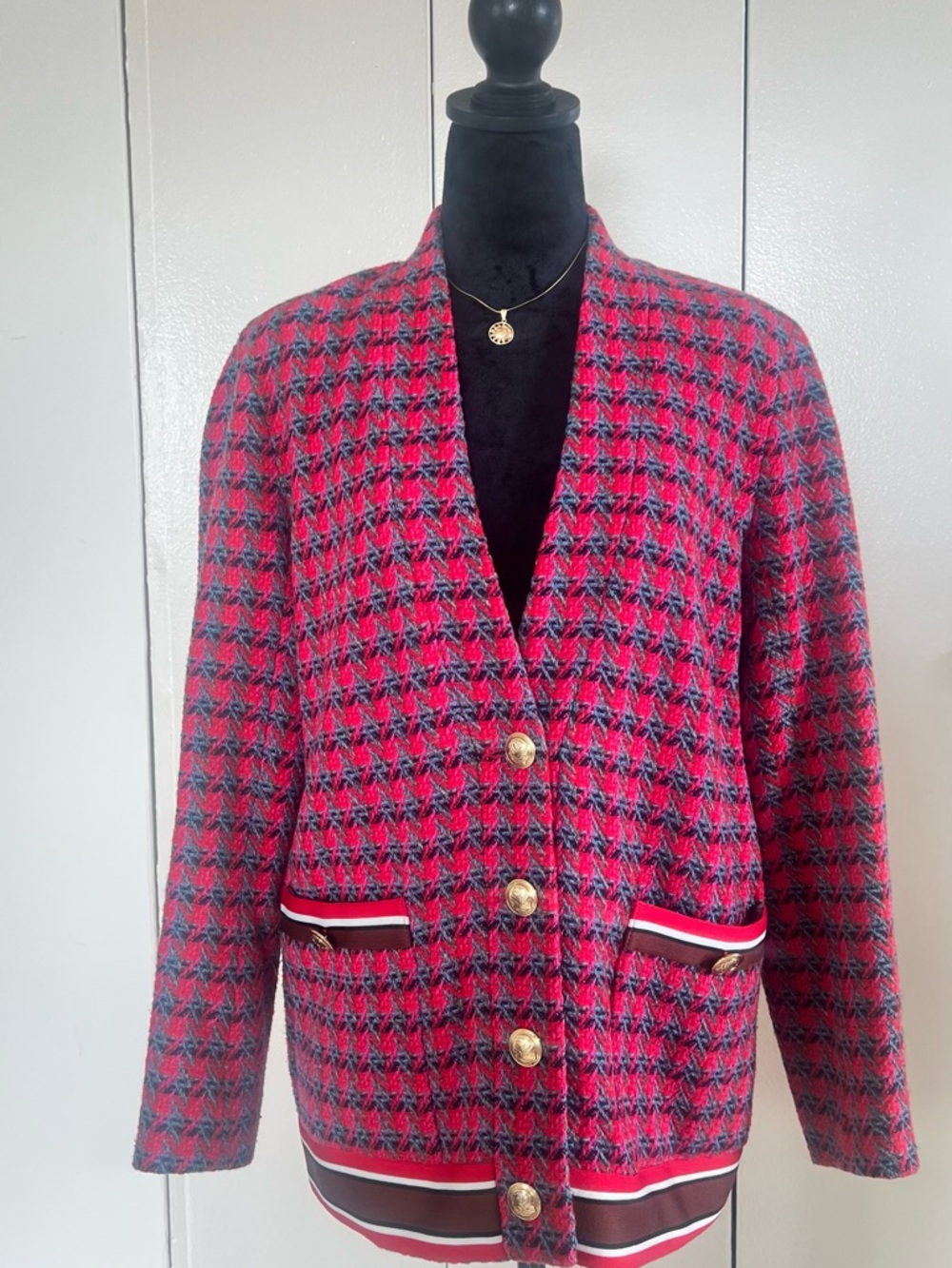 Sandro Paris Pink Tweed Button-Front Blazer